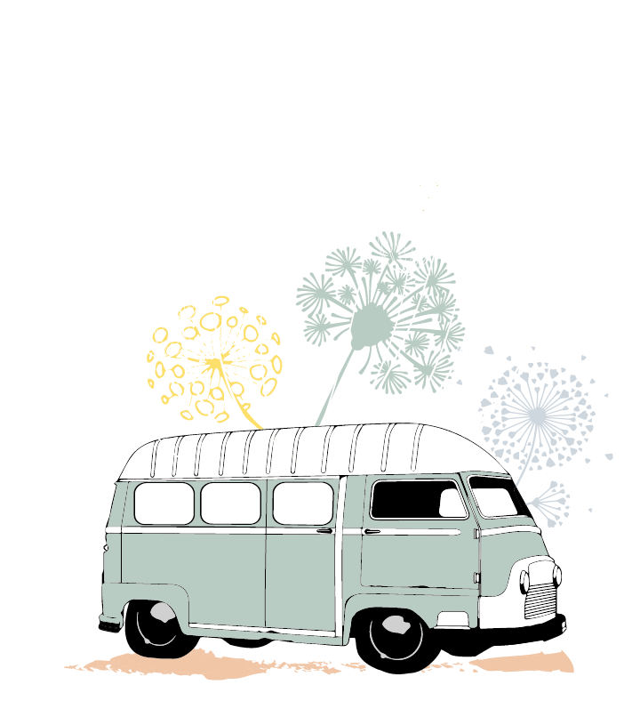 Extrait du logo Van Estafette avec fleurs de pissenlit